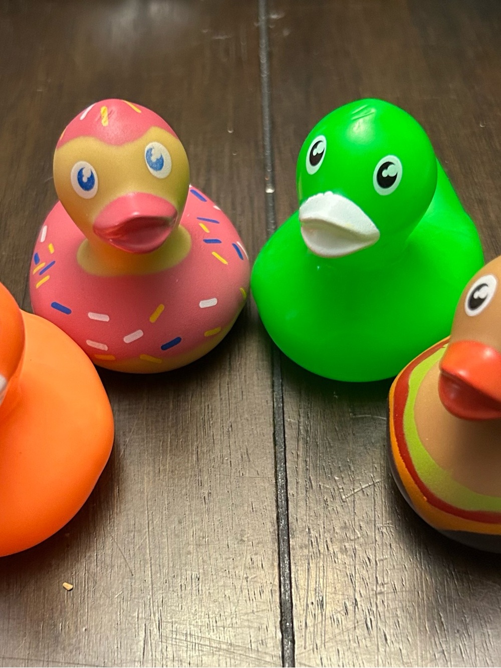 Rubber Duck Bath Set - Green, Pink, Orange